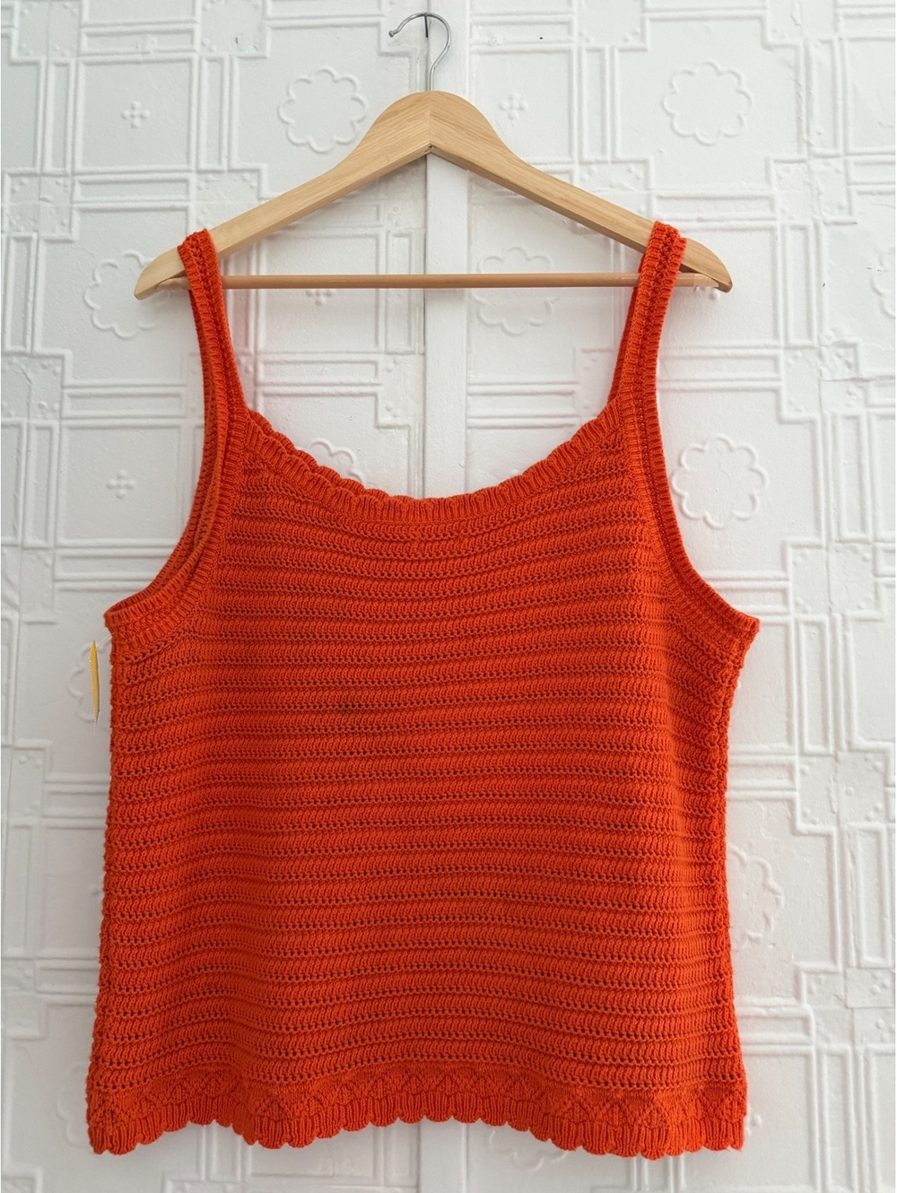 J.Crew Crochet Knit Tank Top Burnt Orange Size XL